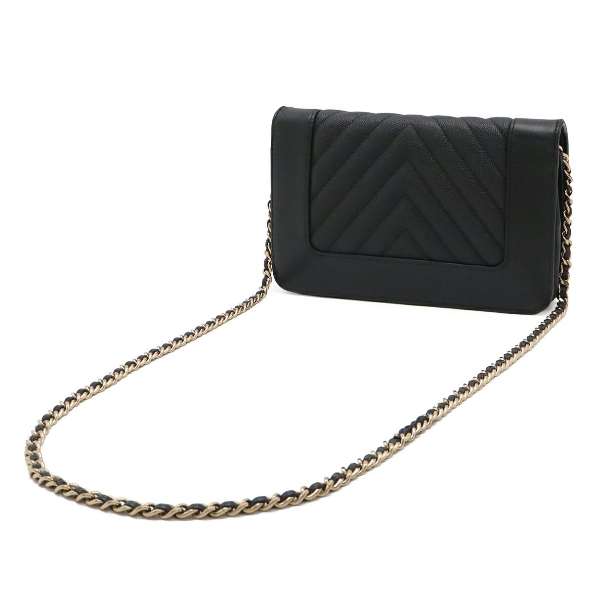 Chanel Mademoiselle Chevron Chain Wallet Shoulder Bag