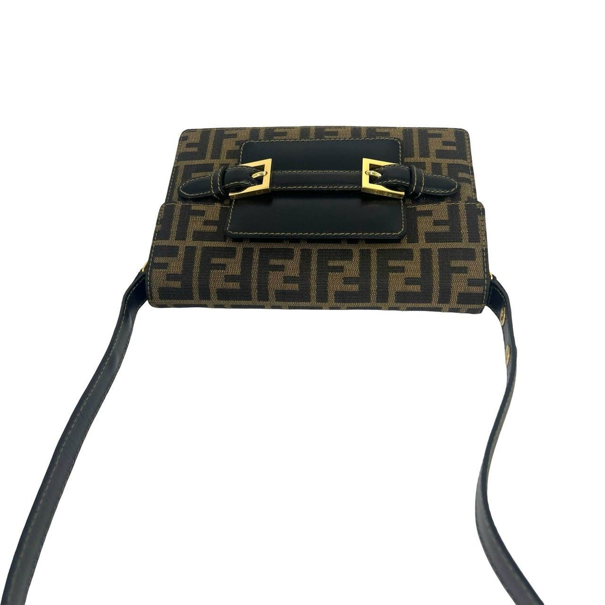 Fendi Zucca Canvas Leather Shoulder Bag