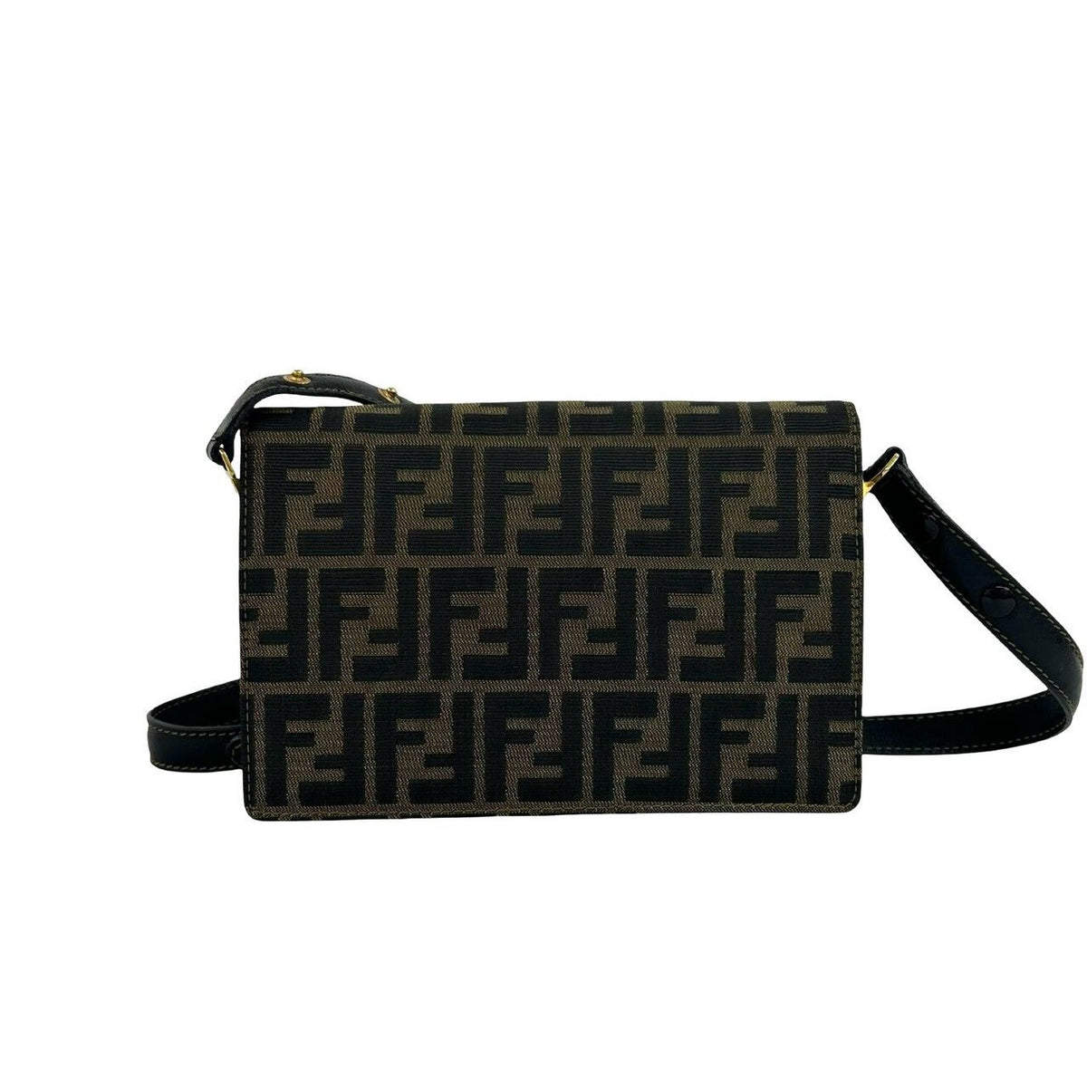 Fendi Zucca Canvas Leather Shoulder Bag