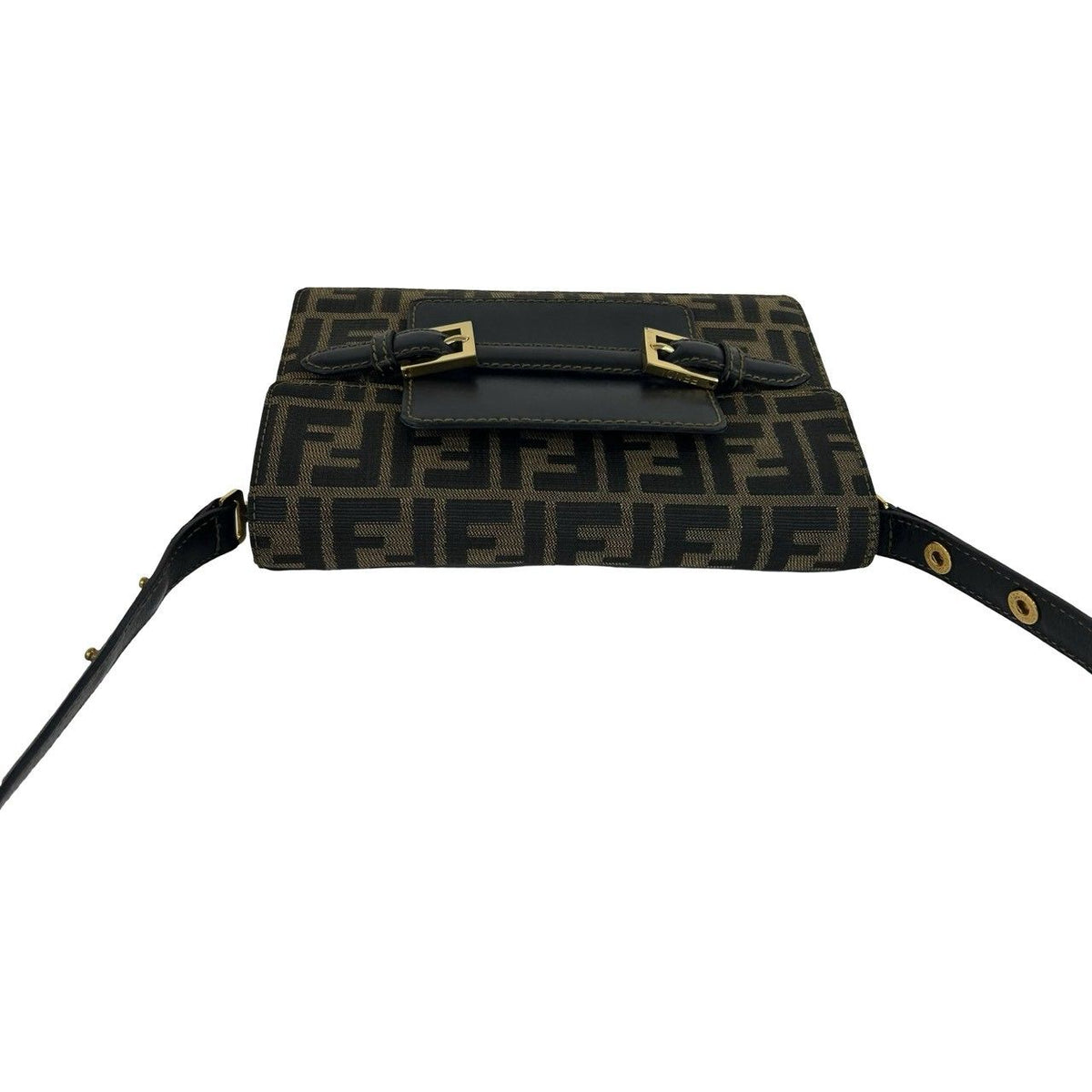 Fendi Zucca Canvas Leather Shoulder Bag