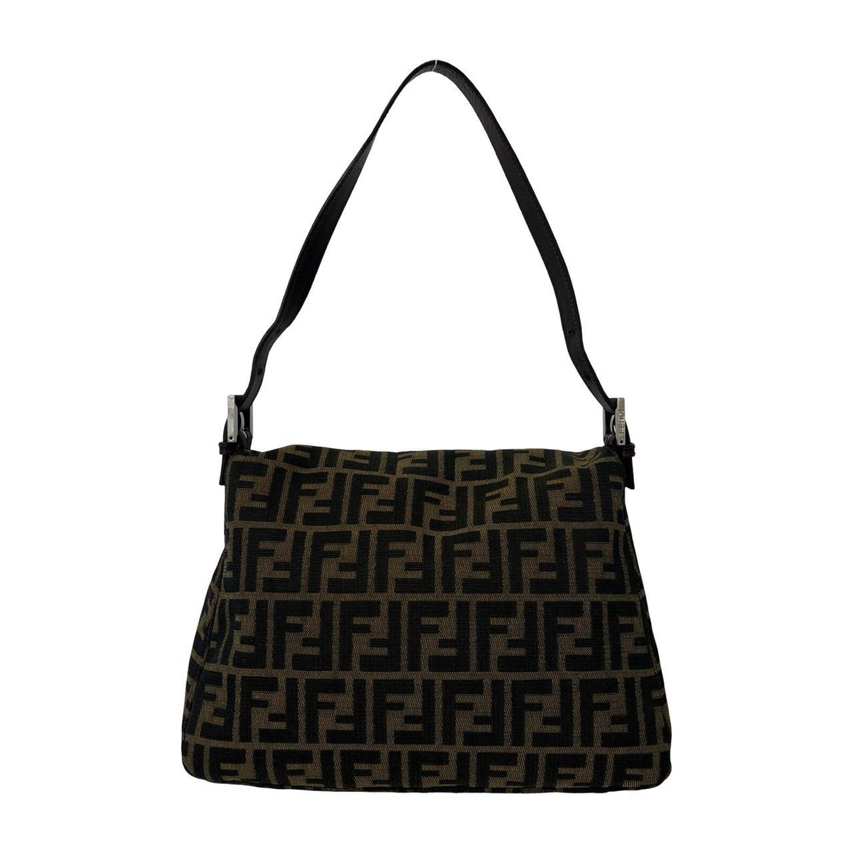 Fendi FF Logo Canvas Leather Shoulder Bag