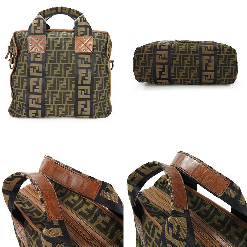 Fendi Zucca canvas leather 2way bag