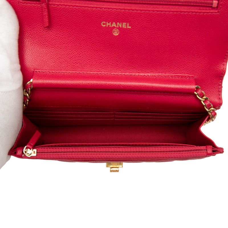 Chanel 2.55 Caviar Skin Chain Wallet