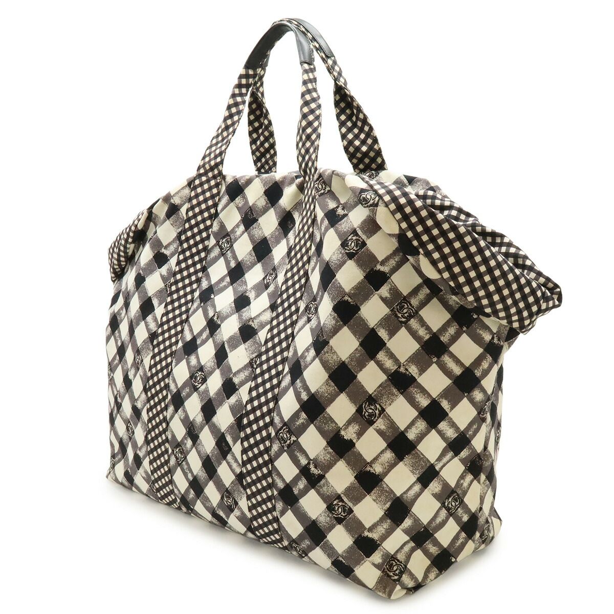 Chanel Gingham Check Canvas Tote Bag