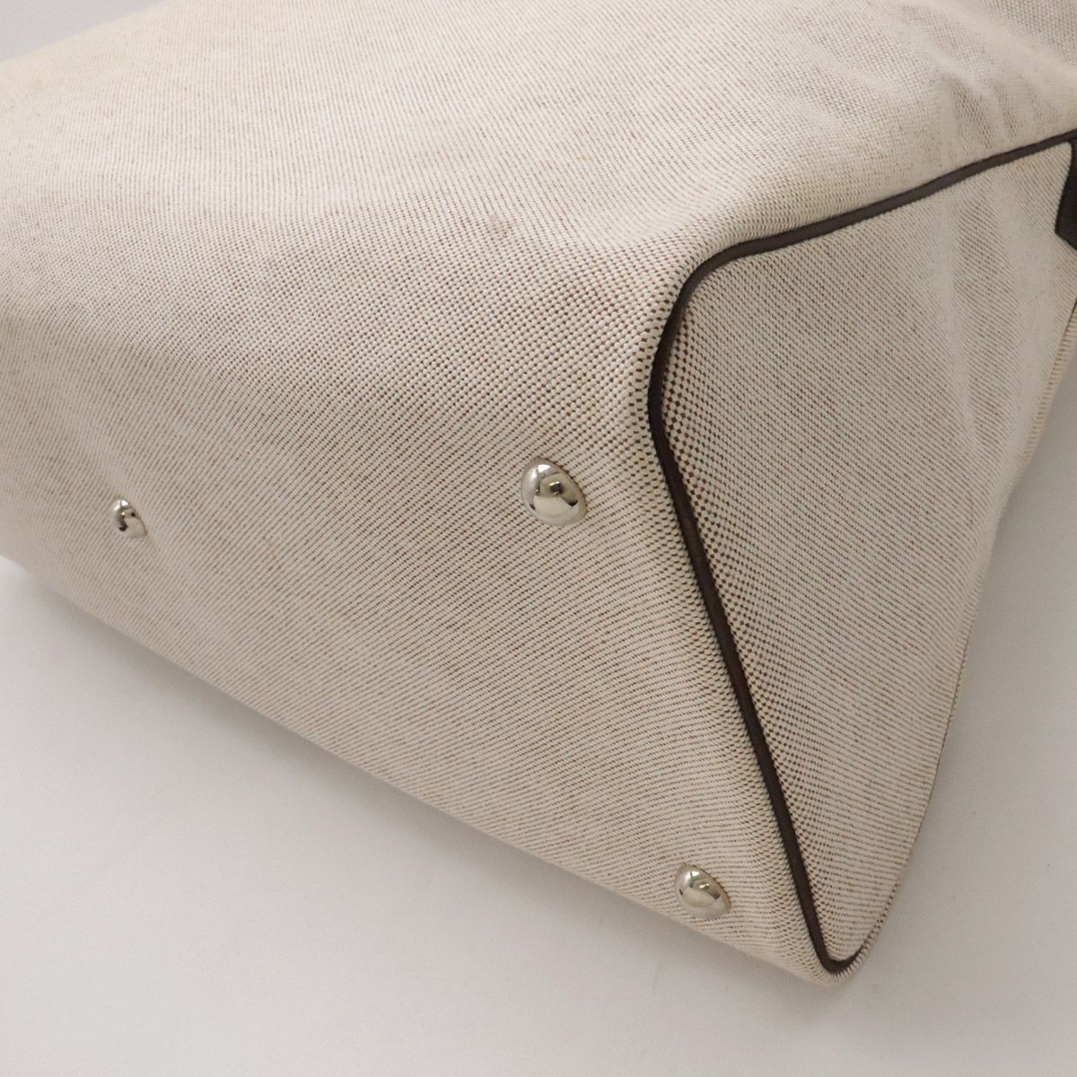 Hermes Sac Ivoire MM Canvas Leather Tote Bag