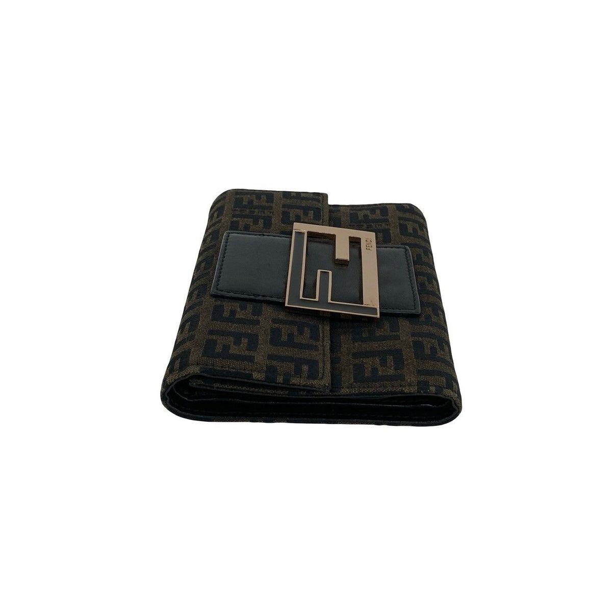 Fendi Zucca Canvas Leather Trifold Wallet