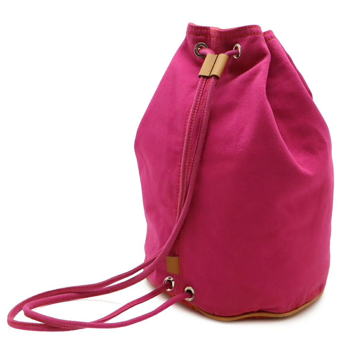 Hermes Polochon Mimil GM Canvas Leather Shoulder Bag