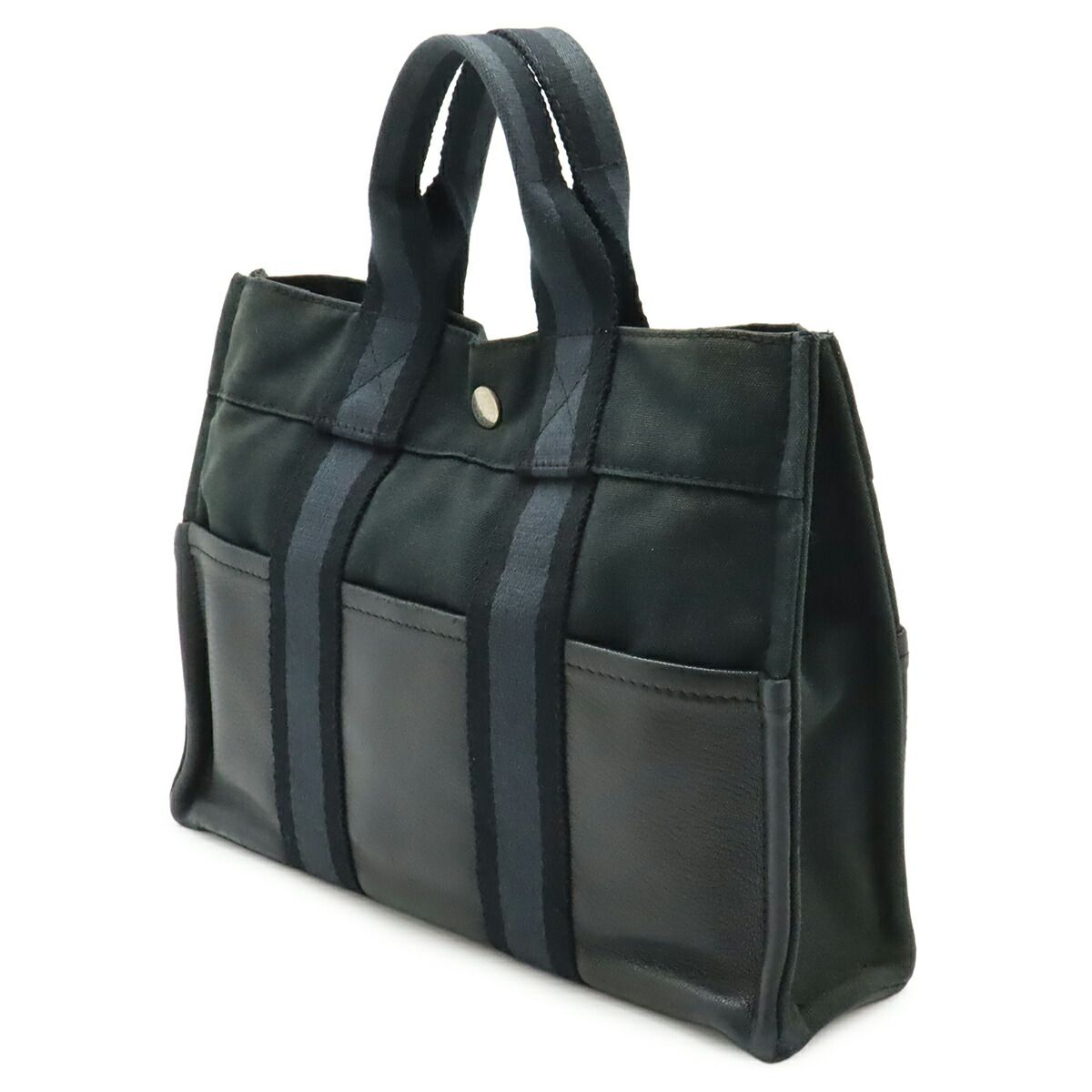 Hermes Herbag PM Canvas Leather Tote Bag