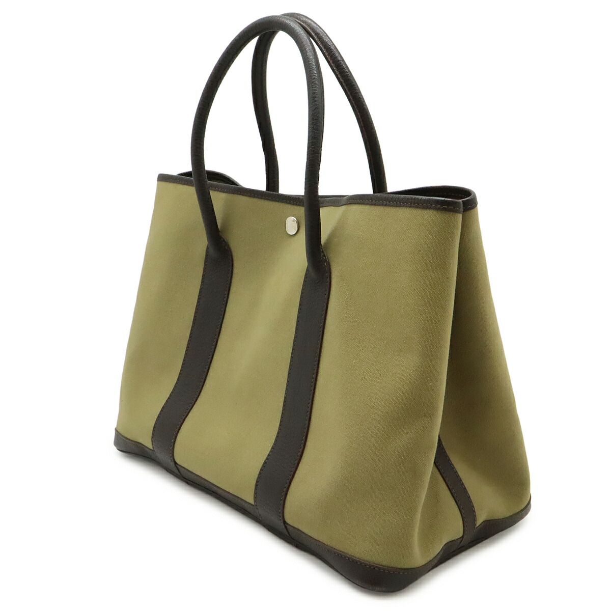 Hermes Garden Party PM Canvas Leather Tote Bag