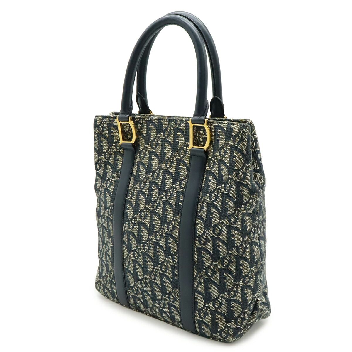 Christian Dior Trotter Jacquard Canvas Leather Handbag