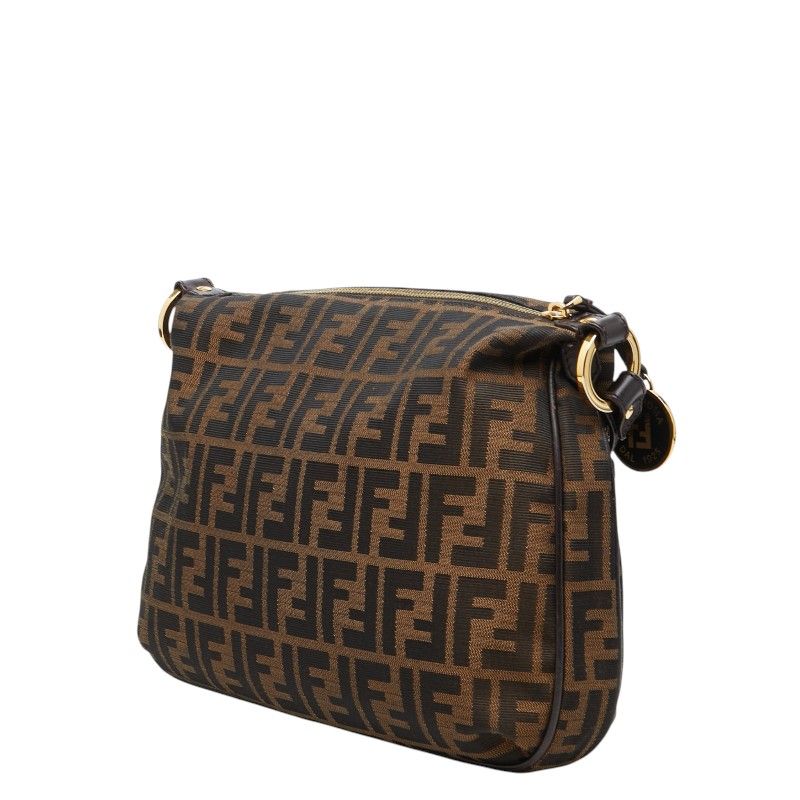Fendi Zucca Canvas Leather Shoulder Bag