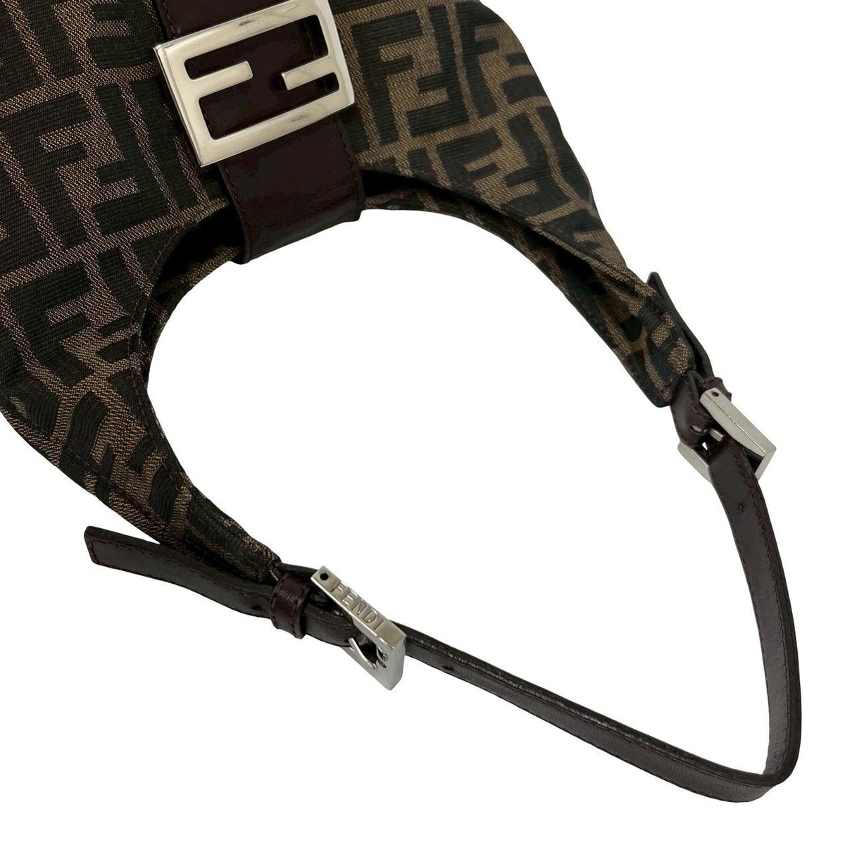 Fendi Zucca Canvas Leather Shoulder Bag