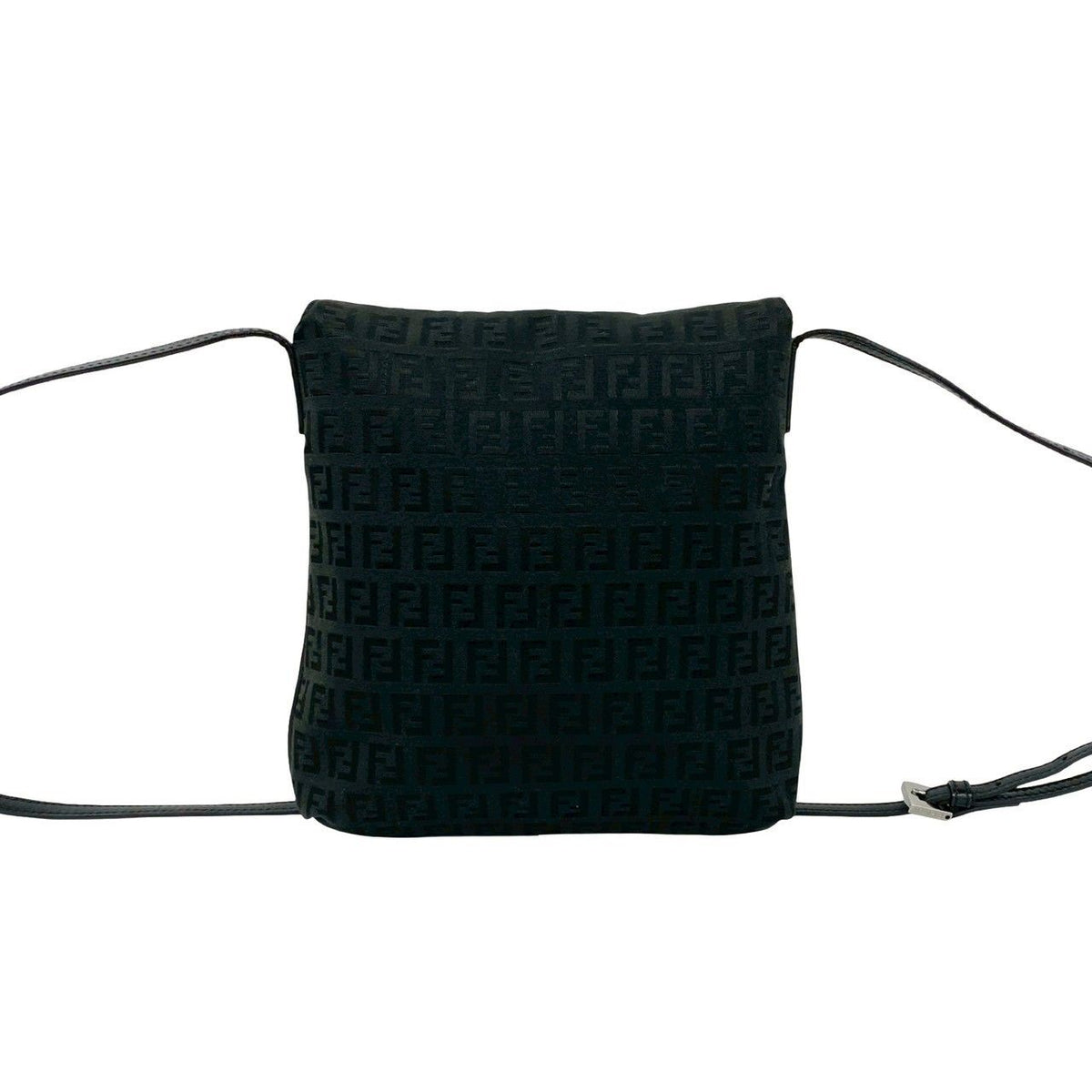 Fendi Zucchino Canvas Leather Shoulder Bag