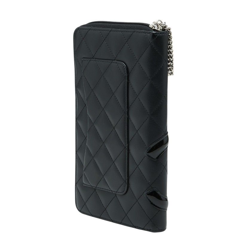 CHANEL Cambon Line Leather Patent Leather Long Wallet