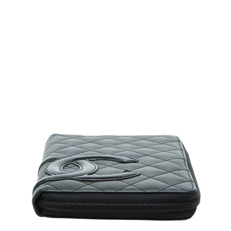 CHANEL Cambon Line Leather Patent Leather Long Wallet