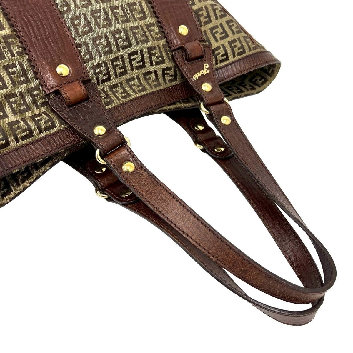 Fendi Zuccchino Canvas Leather Tote Bag