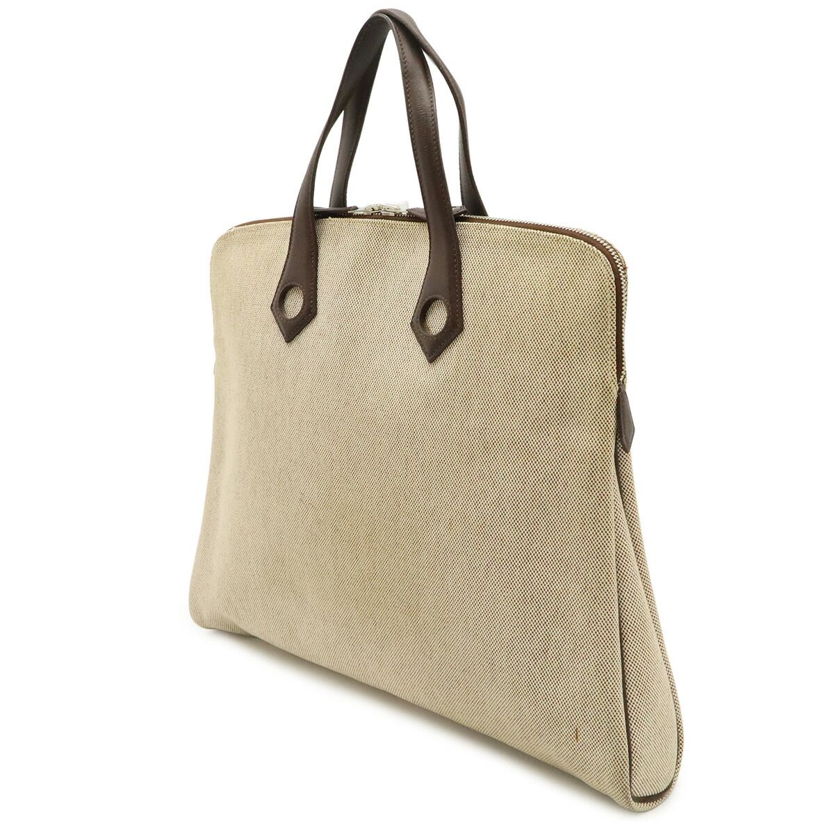 Hermes Sac Eboo MM Canvas Leather Tote Bag
