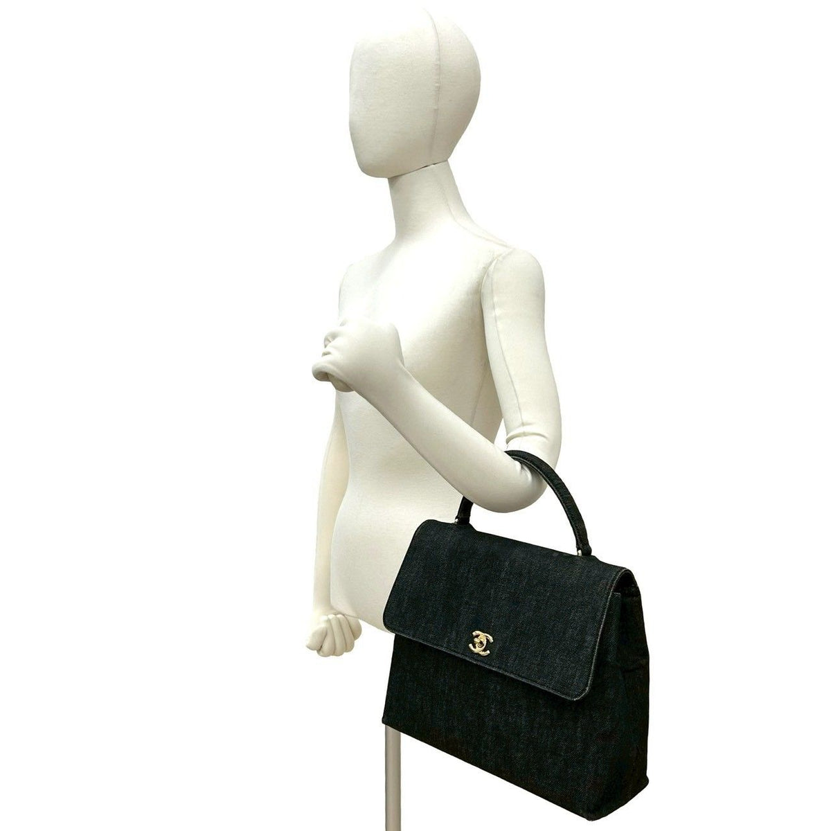 Chanel Cotton Denim Leather Handbag