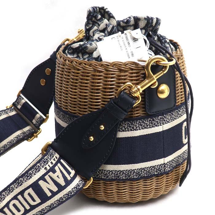 Dior Oblique Wicker Raffia Bucket Bag
