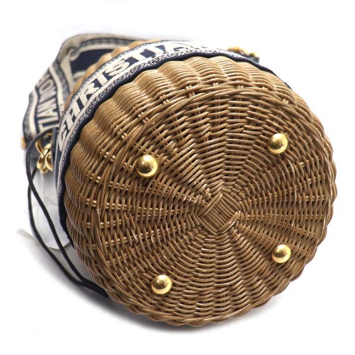 Dior Oblique Wicker Raffia Bucket Bag