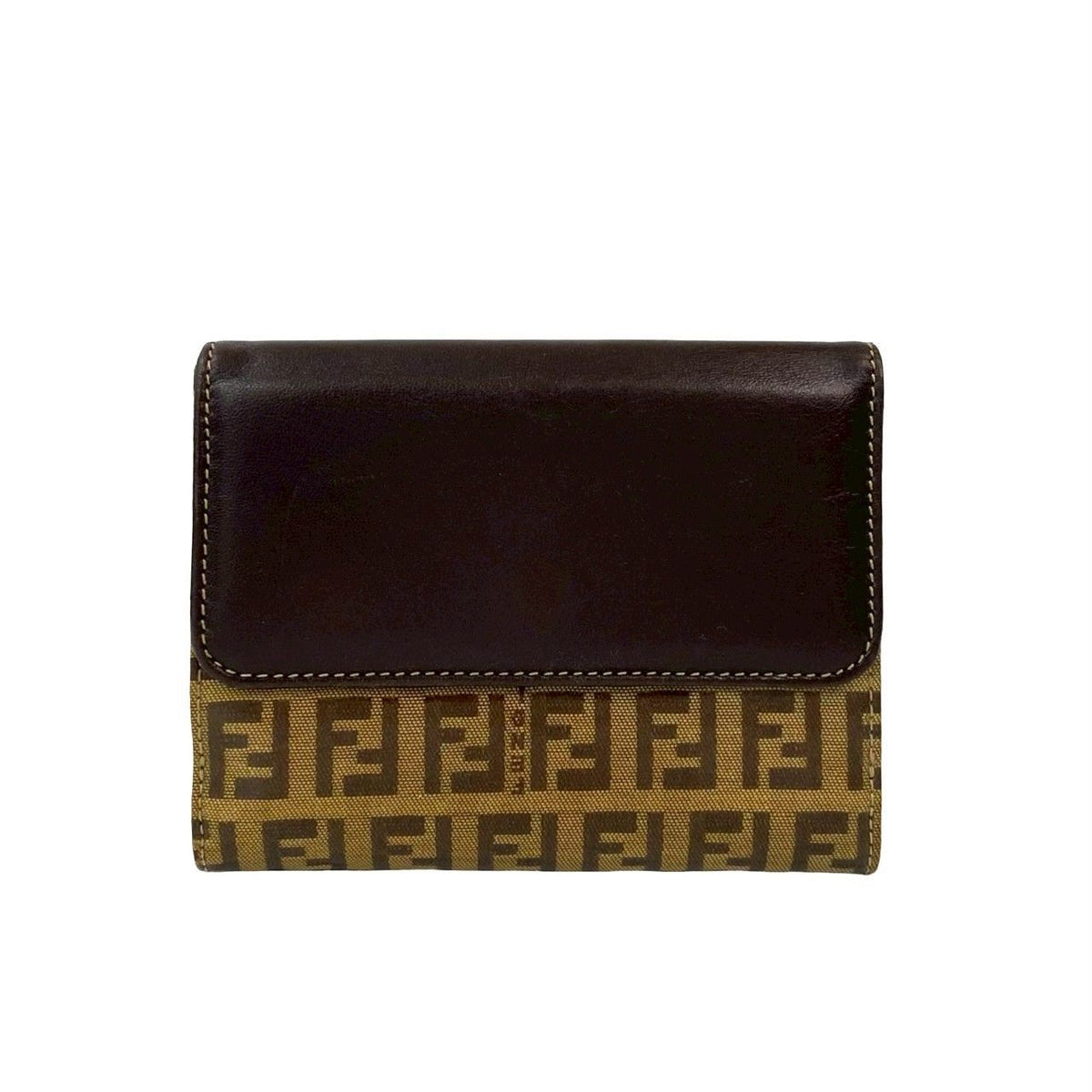 Fendi Zucchino Leather Patent Leather Wallet