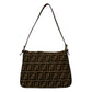 Fendi Mamma Baguette Canvas Leather Shoulder Bag