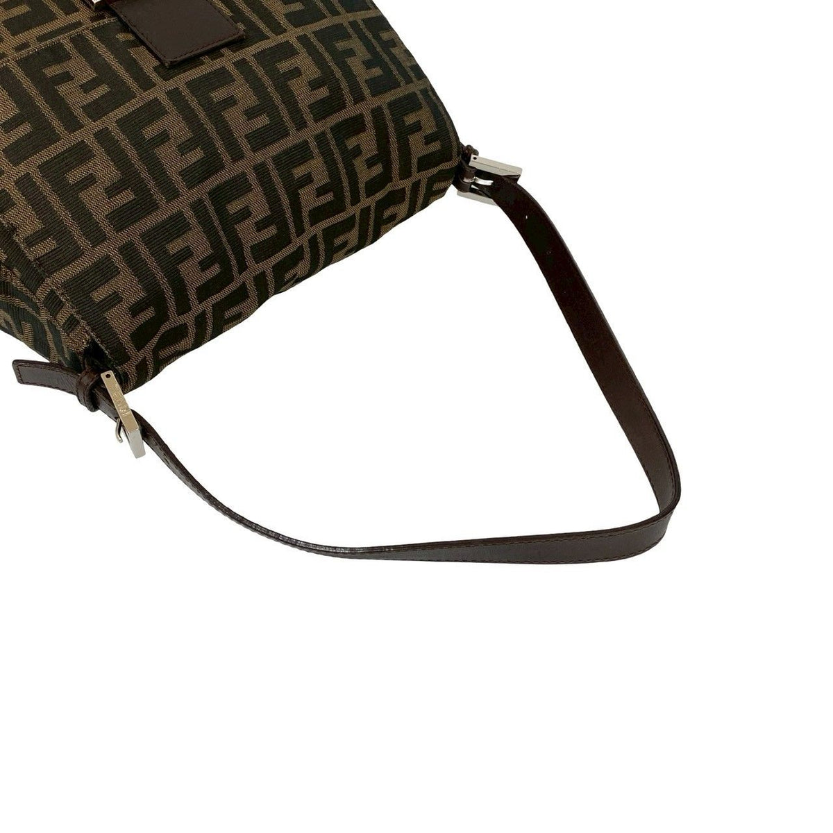 Fendi Mamma Baguette Canvas Leather Shoulder Bag