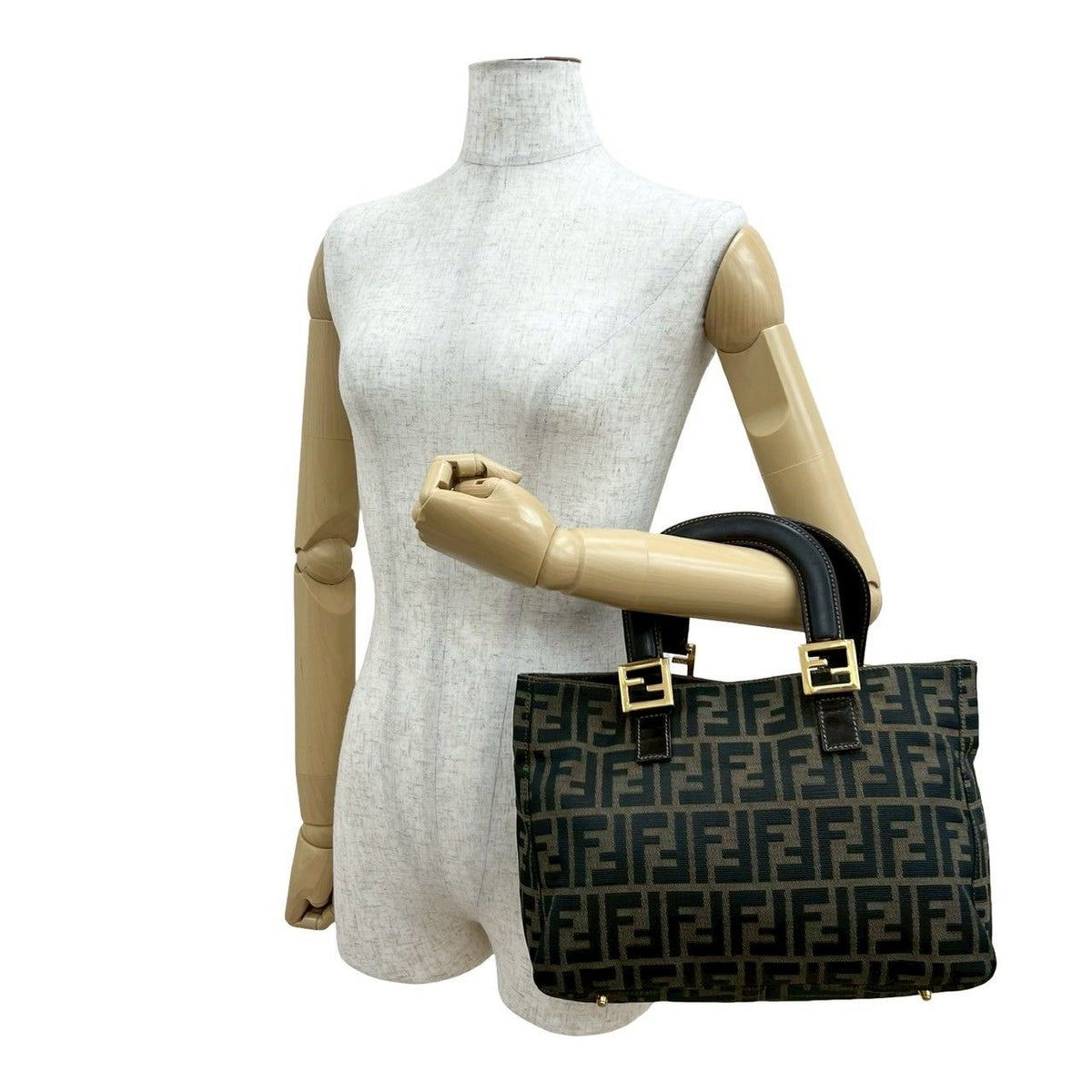 Fendi Zucca Canvas Leather Handbag