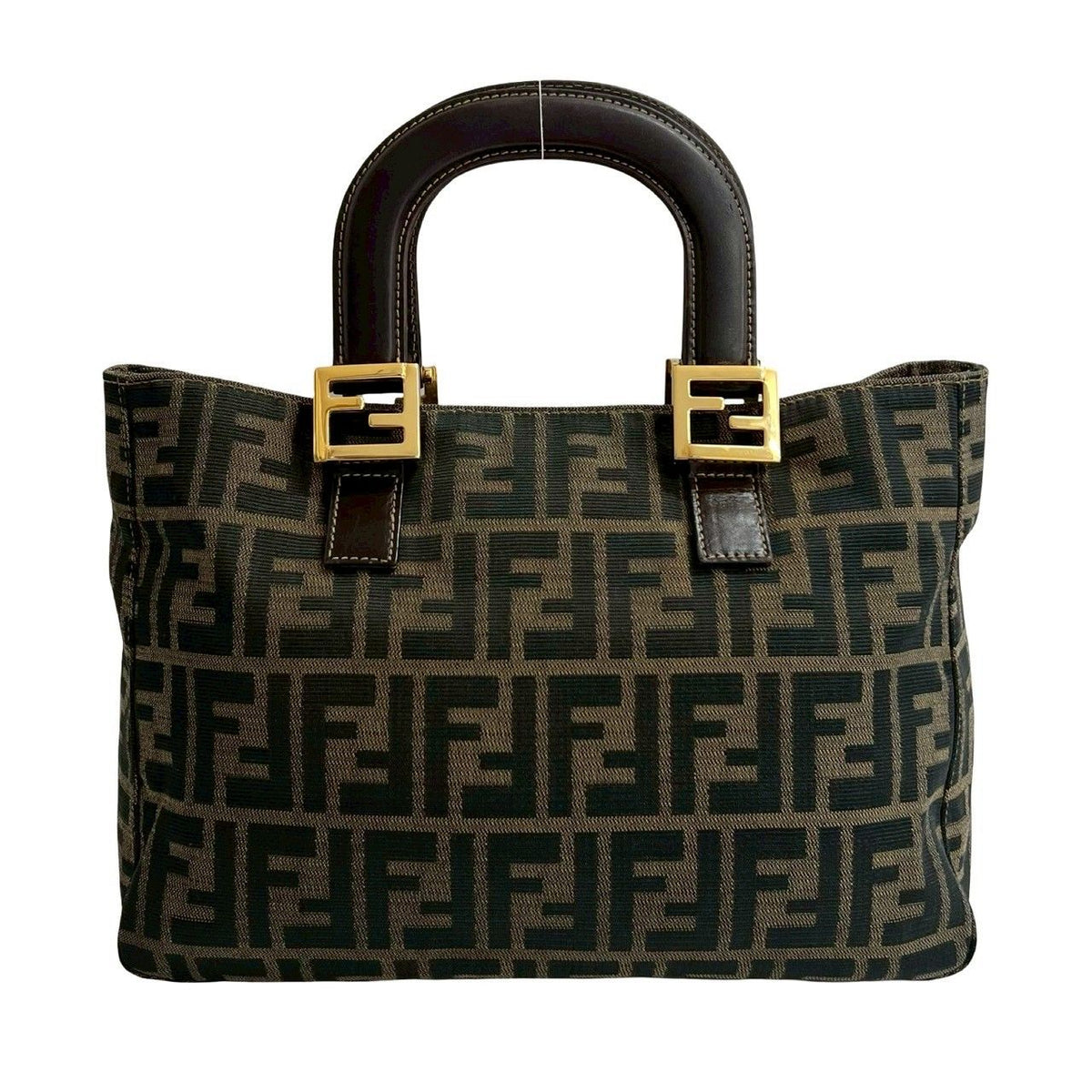 Fendi Zucca Canvas Leather Handbag