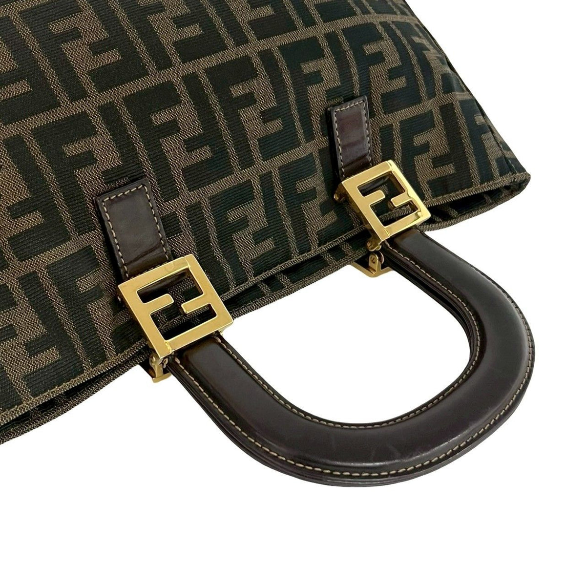 Fendi Zucca Canvas Leather Handbag