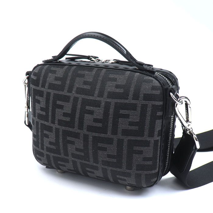 Fendi Mini Travel Zucca Canvas Leather Shoulder Bag