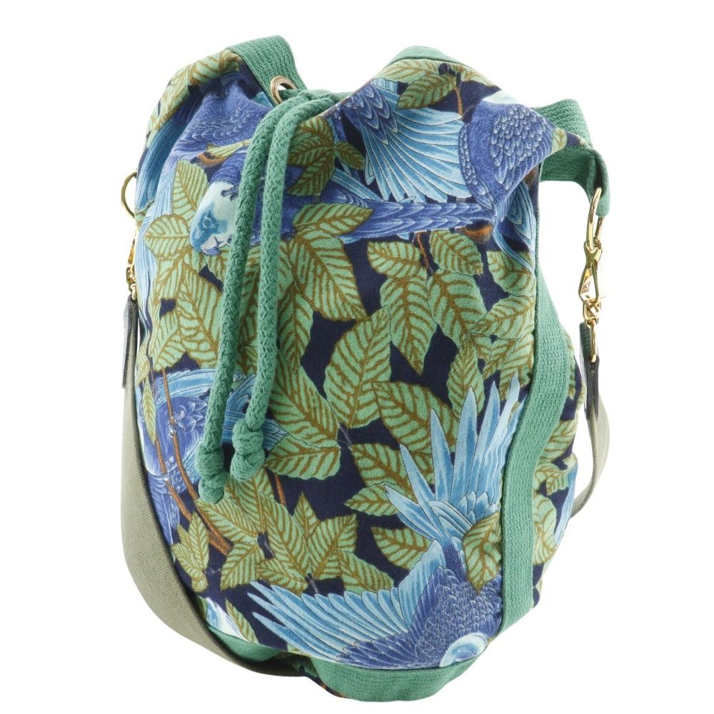 Herm�s Drawstring Cotton Shoulder Bag