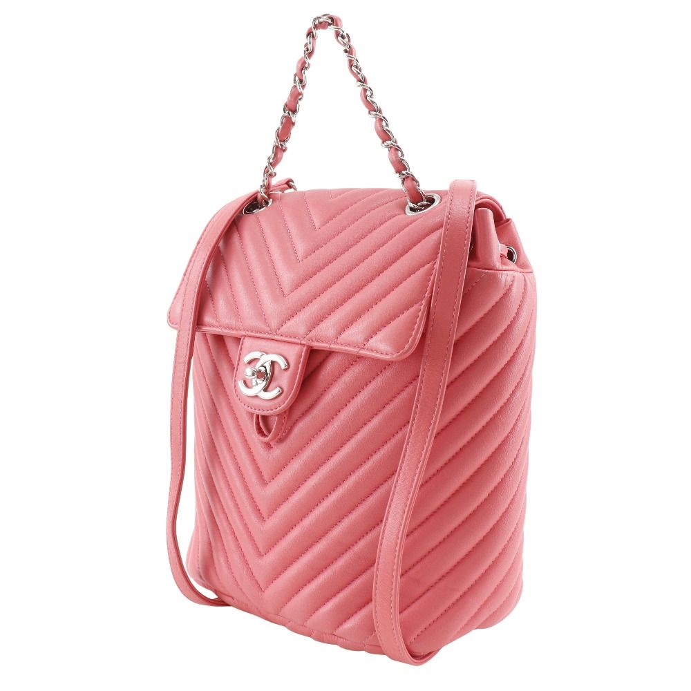 Chanel Chevron V Stitch Lambskin 2way Backpack