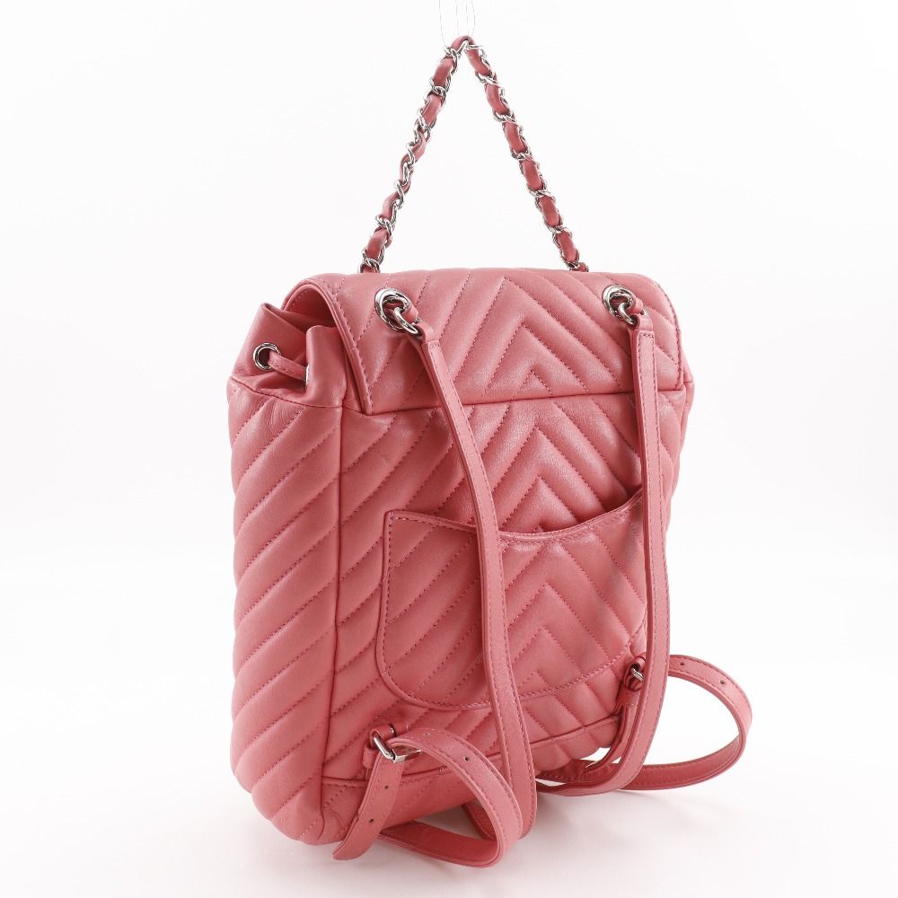 Chanel Chevron V Stitch Lambskin 2way Backpack