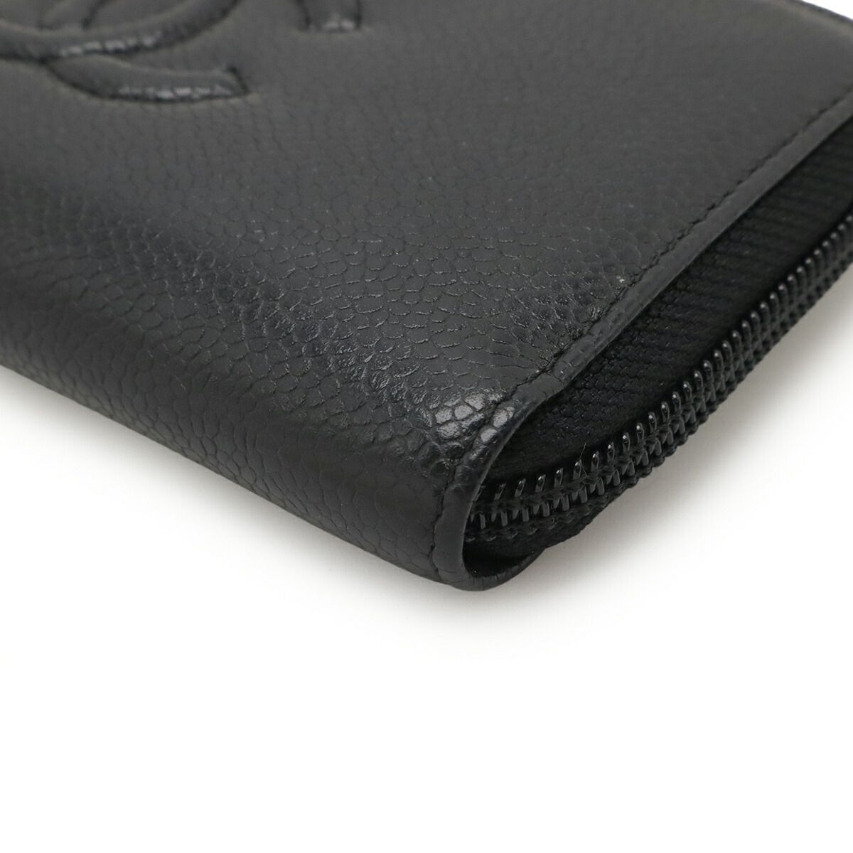 Chanel Coco Mark Caviar Leather Zip Wallet