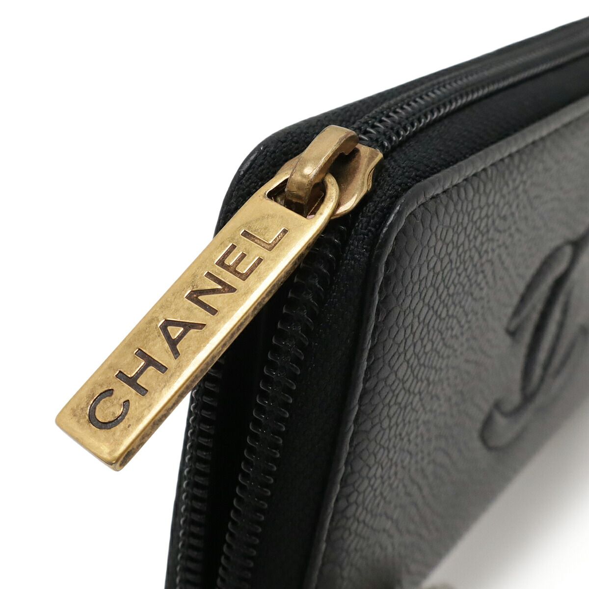 Chanel Coco Mark Caviar Leather Zip Wallet