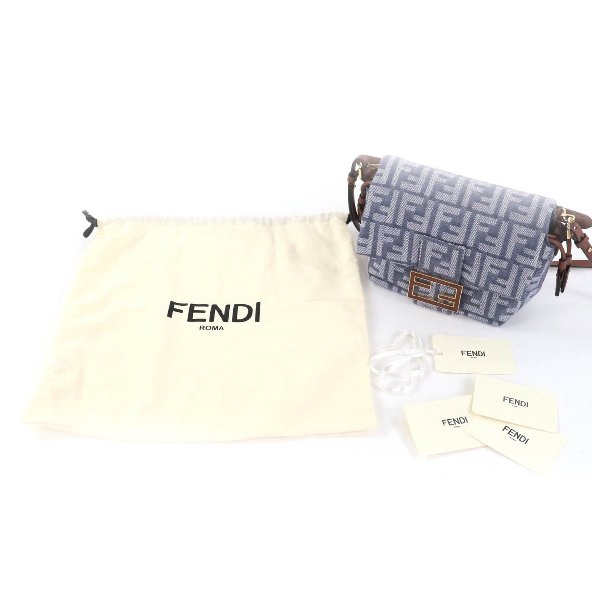 Fendi Mamma Baguette Denim Shoulder Bag