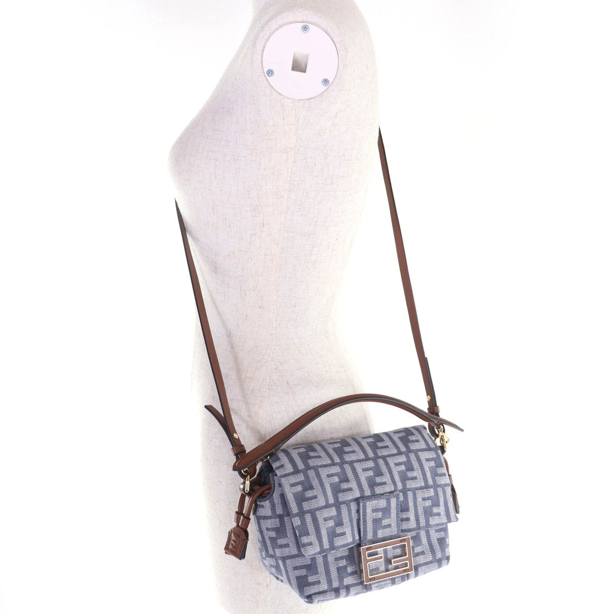 Fendi Mamma Baguette Denim Shoulder Bag