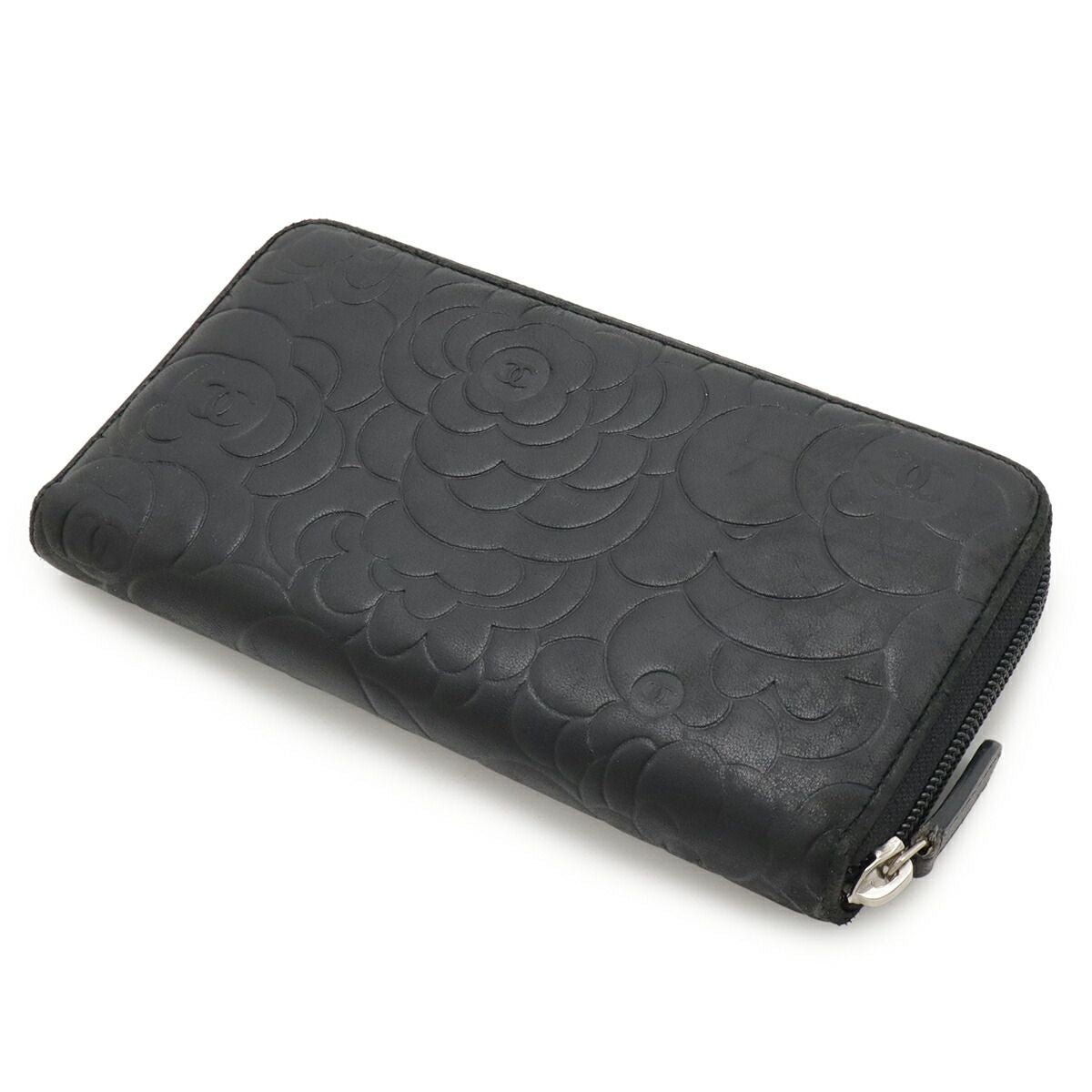 Chanel Camellia Leather Long Zip Wallet