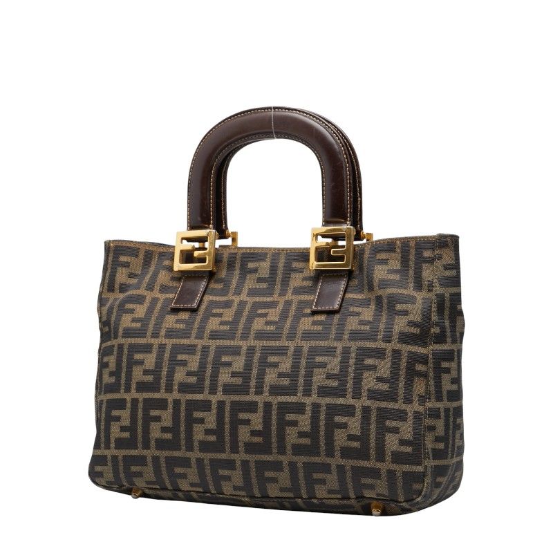 Fendi Zucca Canvas Leather Handbag