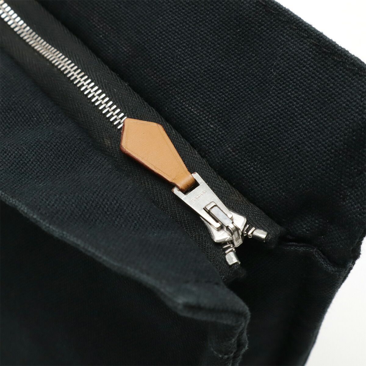 Herm s Fourre Tout Canvas Leather Clutch Bag
