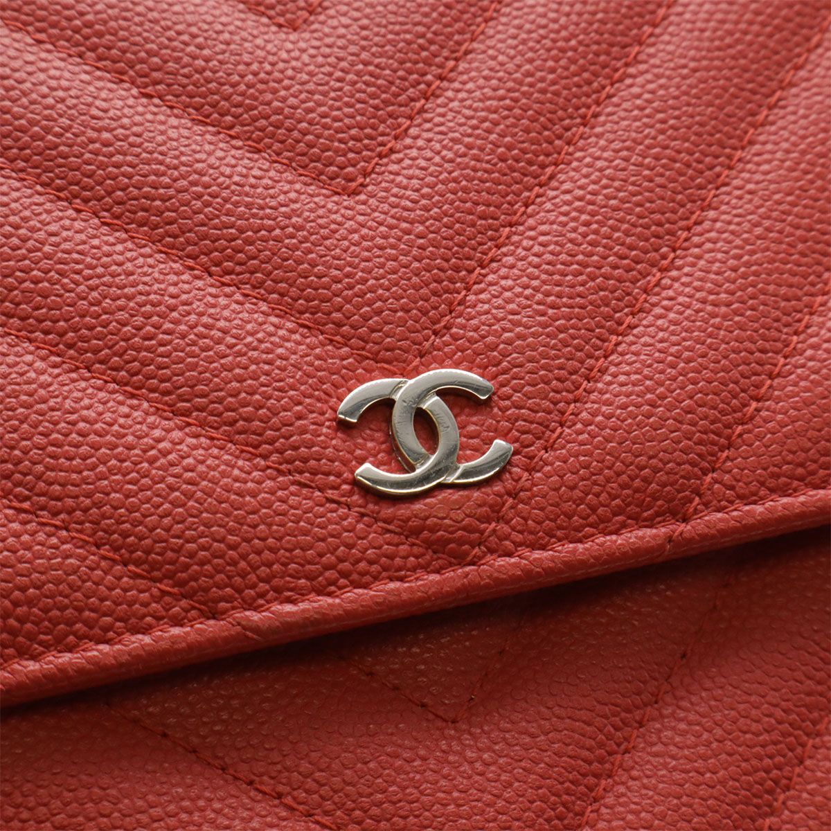 Chanel V Stitch Chevron Caviar Leather Chain Wallet Shoulder Bag