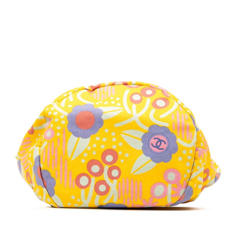 Chanel High Summer Coco Mark Flower Canvas Leather Shoulder Bag