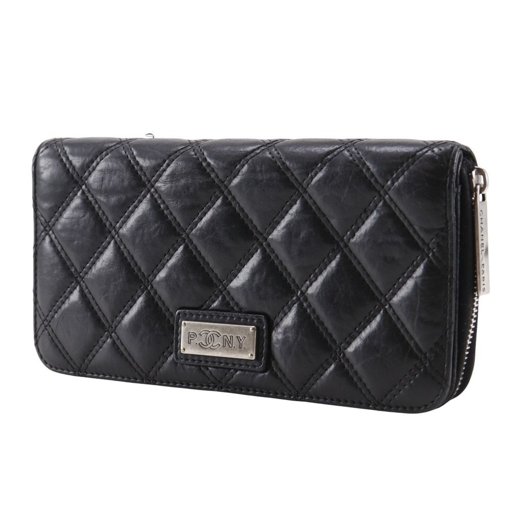 Chanel Paris New York Line Lambskin Long Wallet