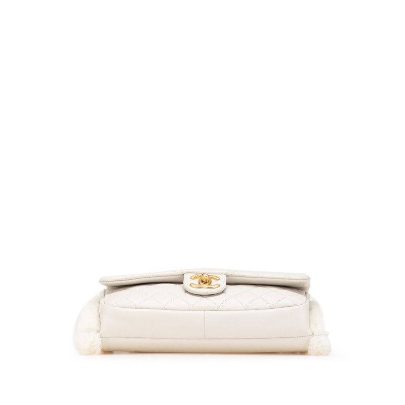 Chanel Coco Mark Matelasse Lambskin Fur Shoulder Bag