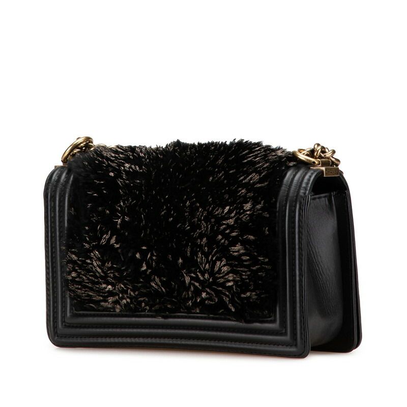 Chanel Boy Chanel Lambskin Fur Shoulder Bag