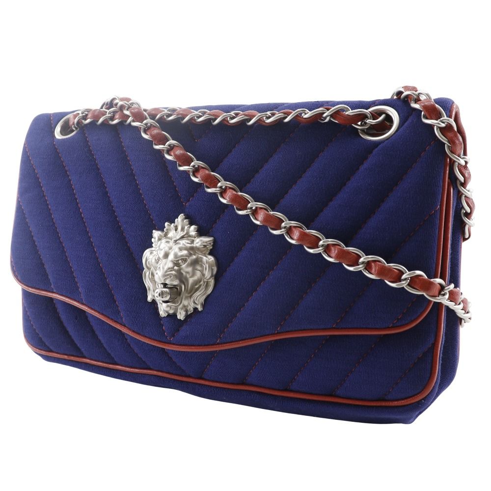 Chanel Double Chain Shoulder Bag Cotton Shoulder Bag