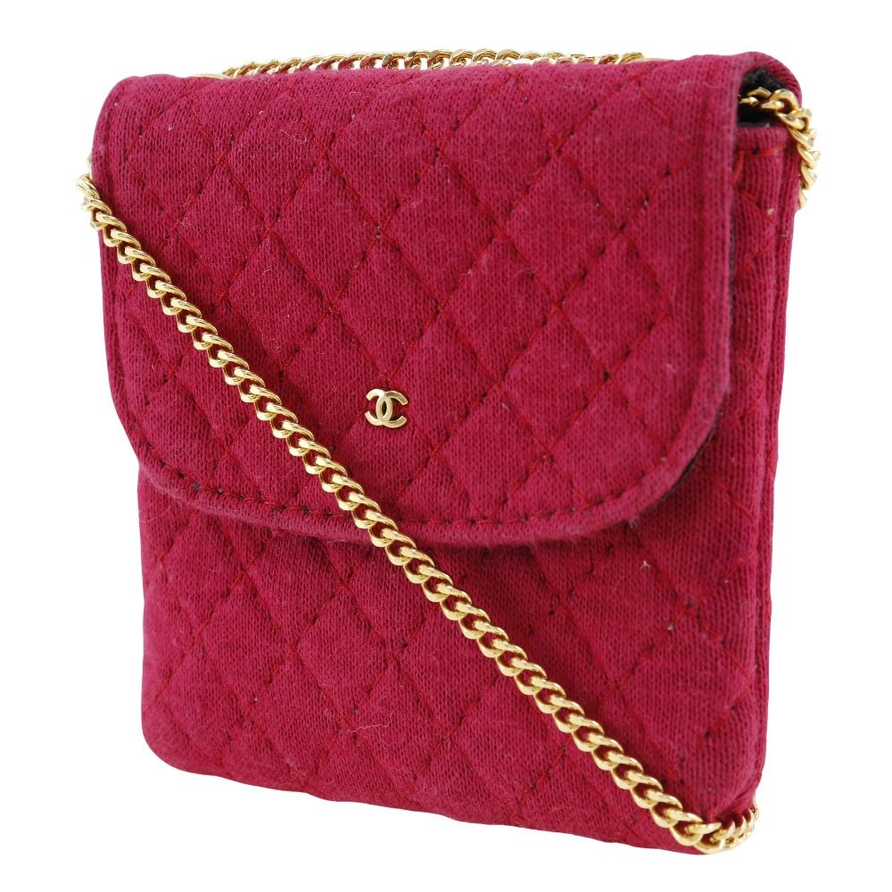 Chanel Chain Pouch Cotton 2way Shoulder Bag