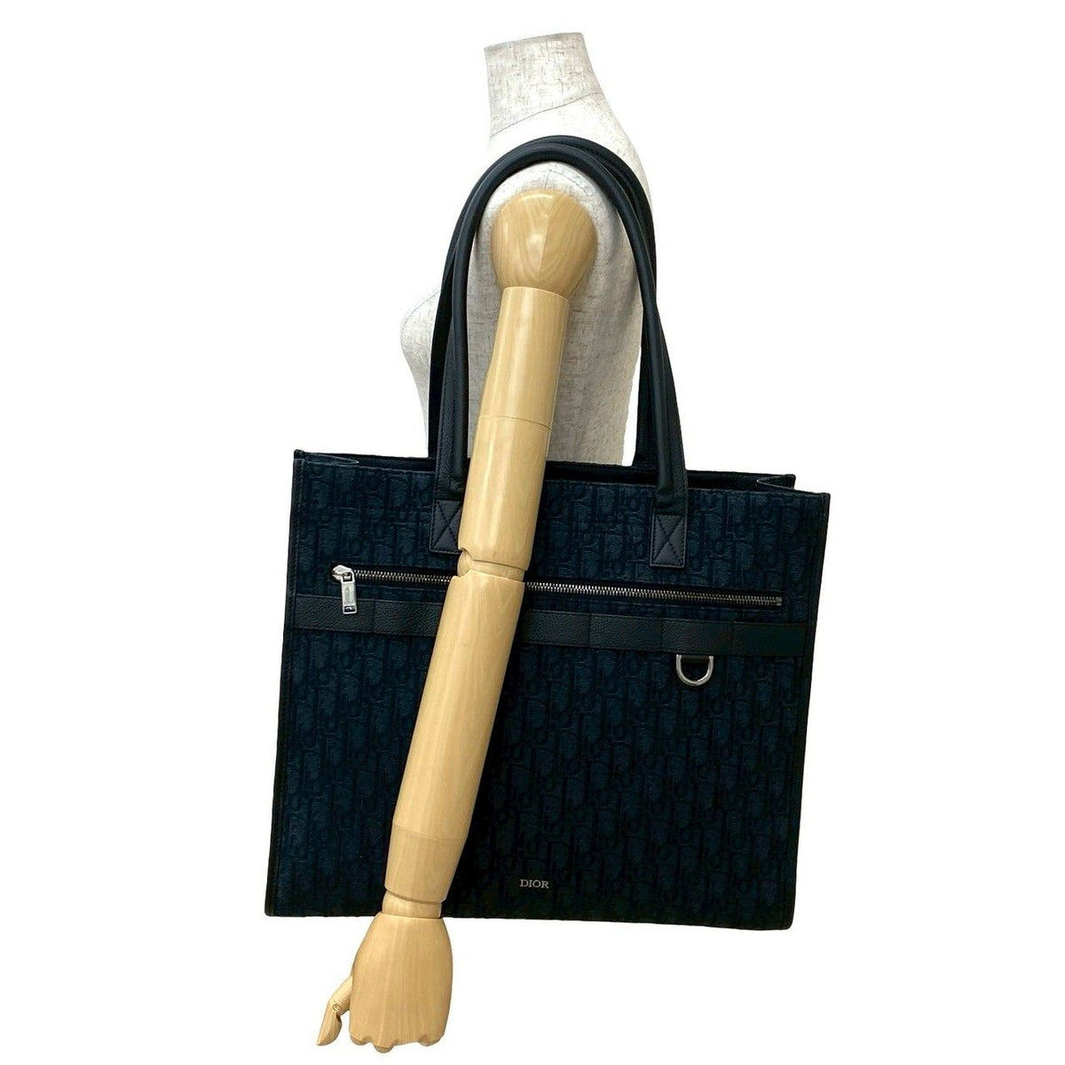 Christian Dior Oblique Canvas Leather Tote Bag