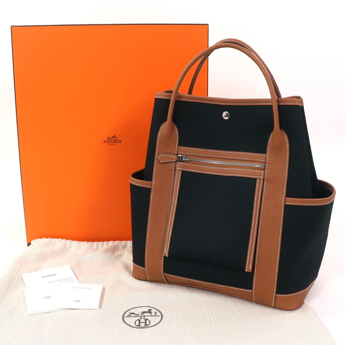 Hermes Garden Party Pocket Toile Militaire Negonda Tote Bag